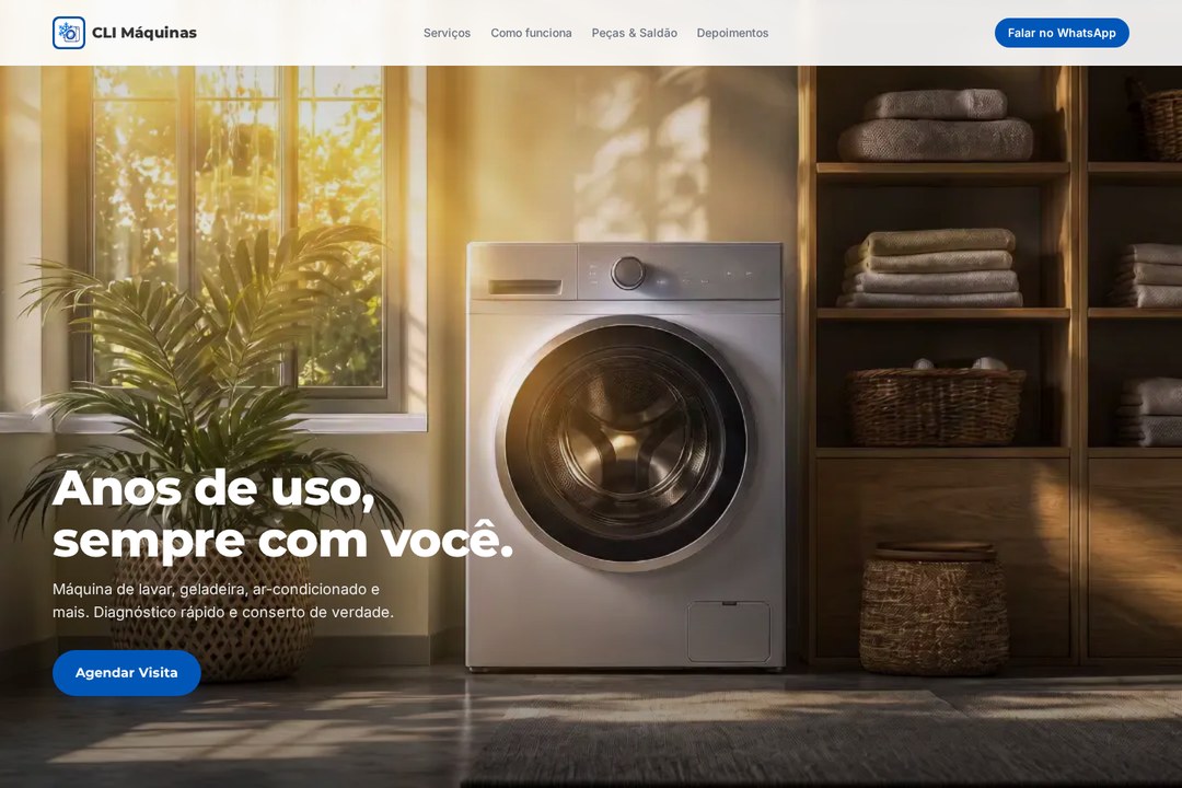 Home do site criado para CLI Máquinas