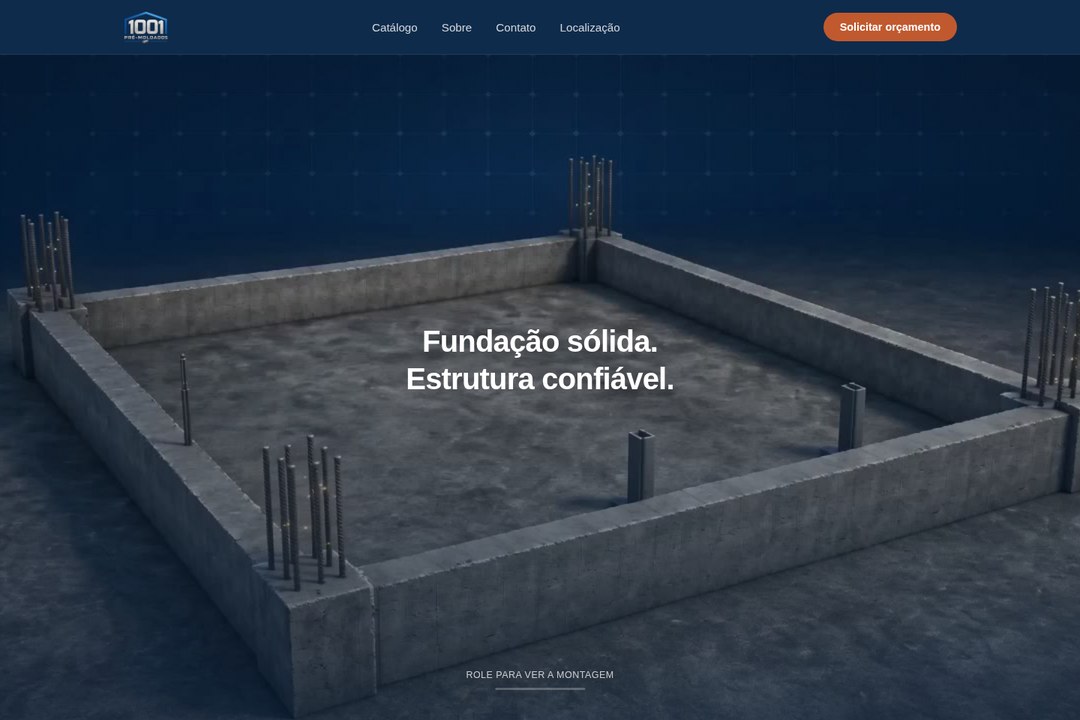 Home do site criado para 1001 Pré-Moldados