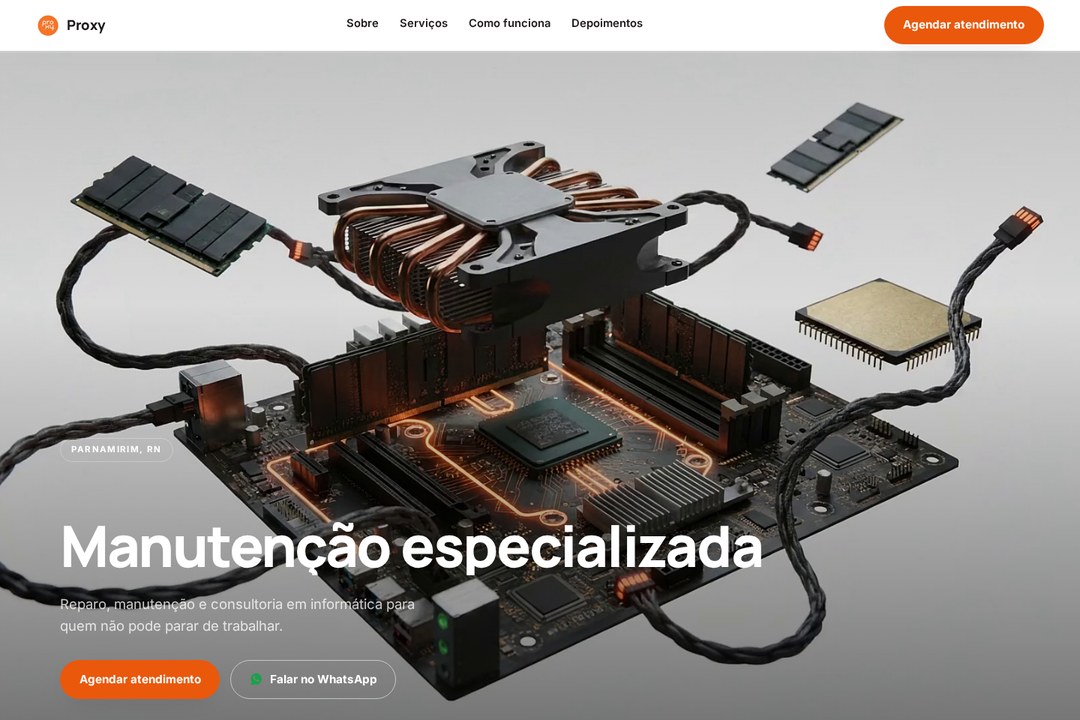 Home do site criado para Proxy Informática